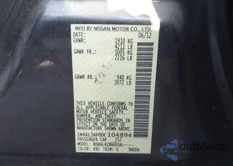 2013 Nissan Altima 2.5 S z USA, uszkodzony, nr VIN 1N4AL3AP0DC104894